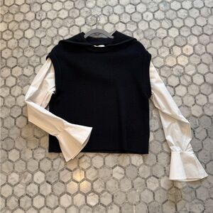 Jonathan Simkai knit poplin shirt vest